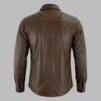 Dark Brown Leather Shirt for Men | Genuine Leather Stylish Shirt
