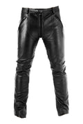 Men's Gay-Zip Leather Pants Full Zip