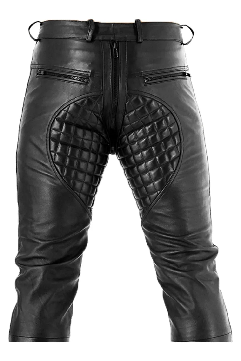 Men's Gay-Zip Leather Pants Full Zip