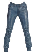Leathericmen Blue Stretch Leather Joggers