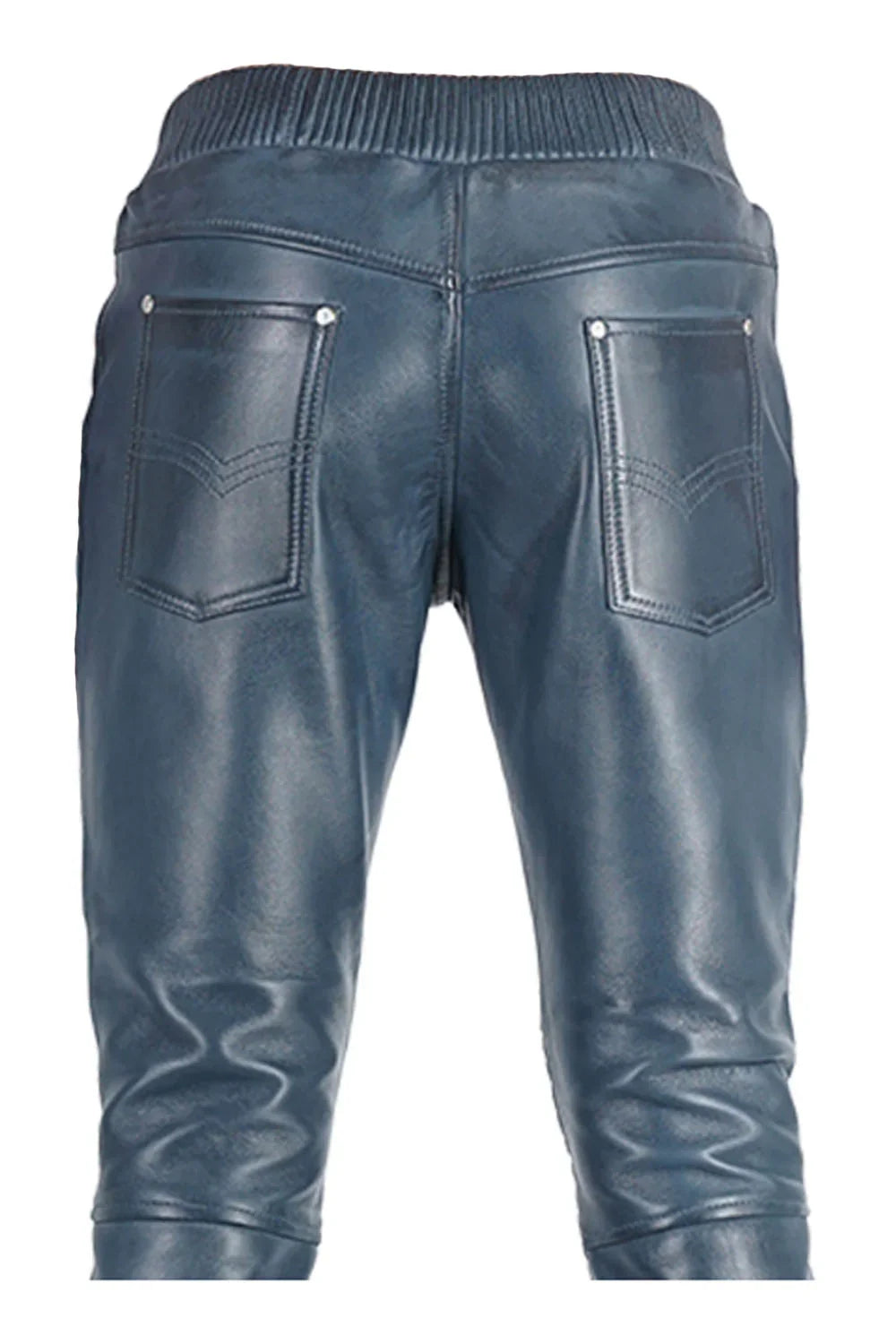 Leathericmen Blue Stretch Leather Joggers