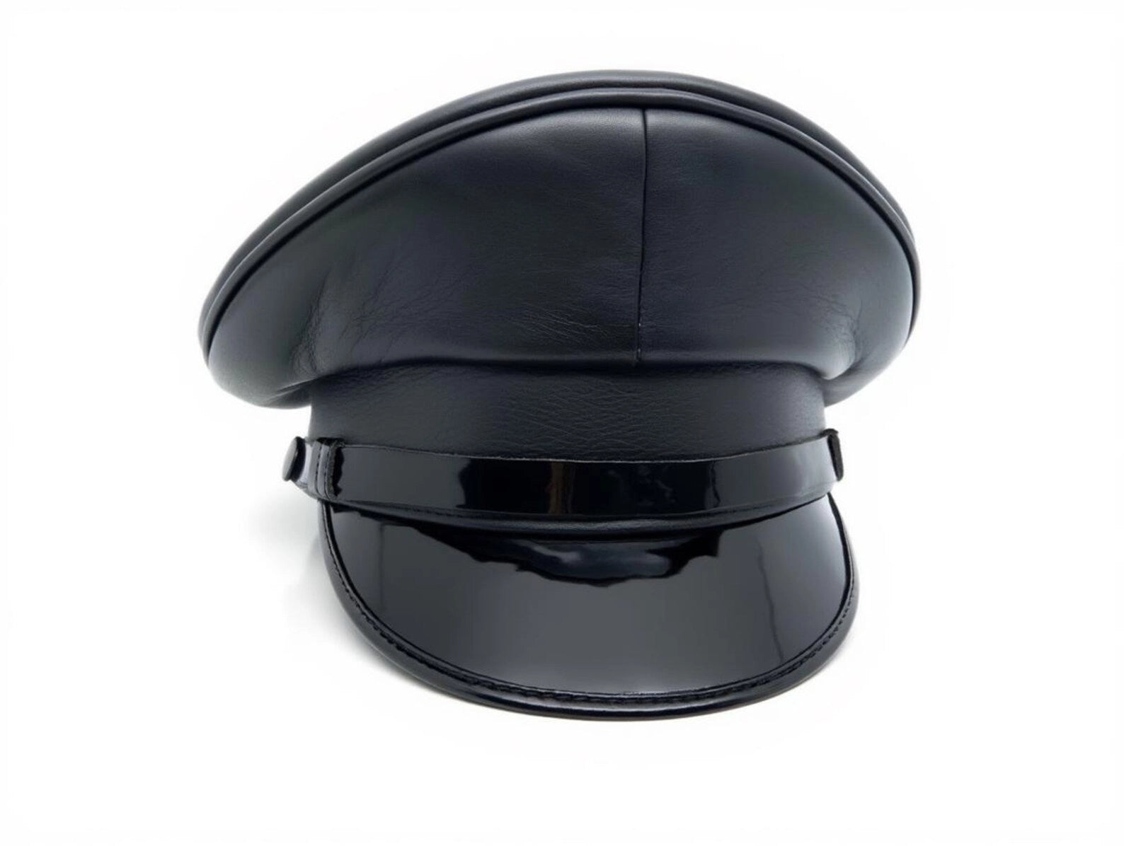 Genuine Leather Police-Style Cap