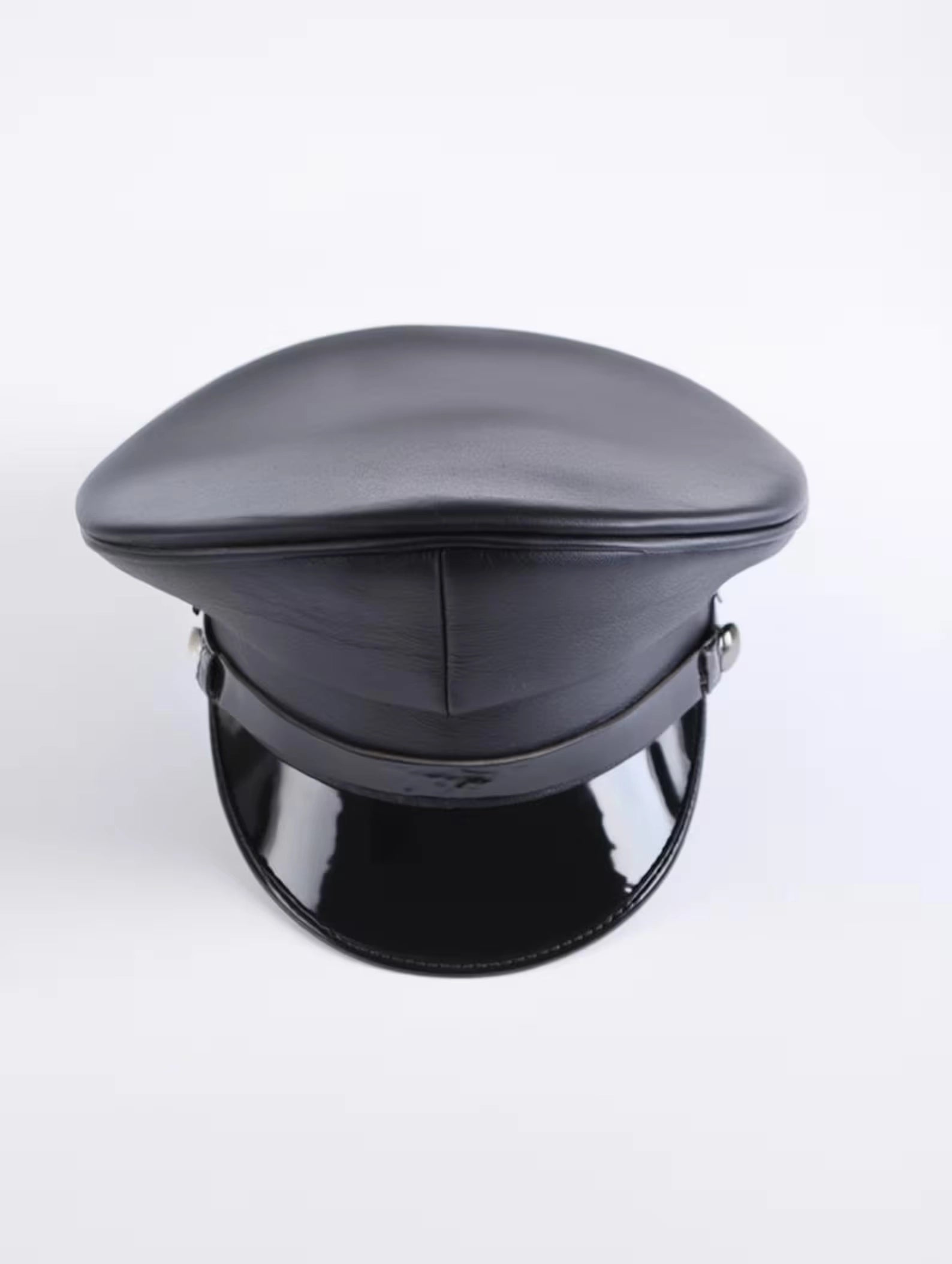 Genuine Leather Police-Style Cap