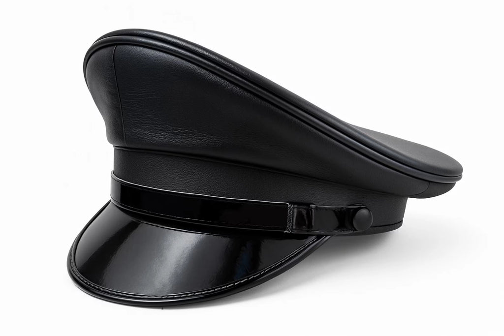 Genuine Leather Police-Style Cap