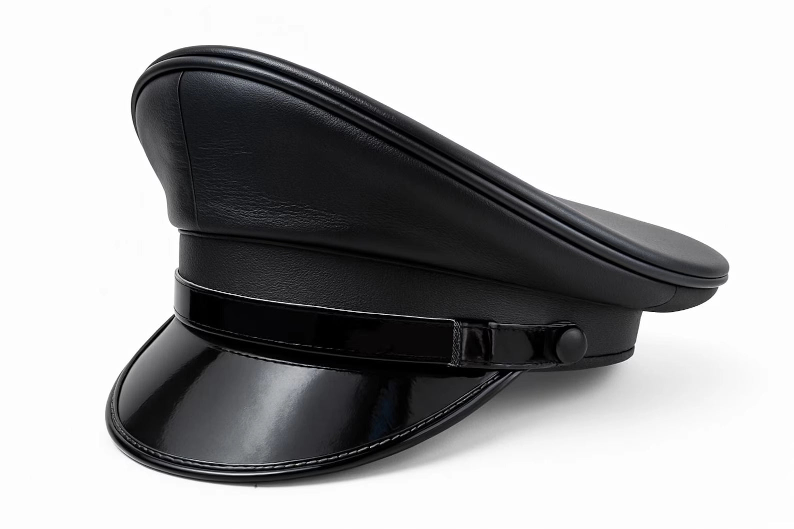Genuine Leather Police-Style Cap