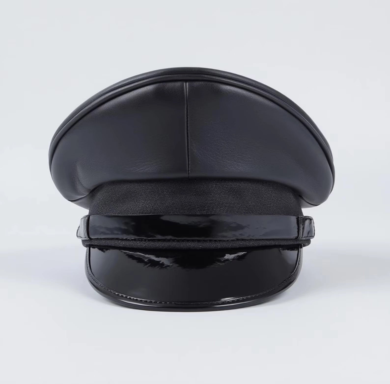 Genuine Leather Police-Style Cap