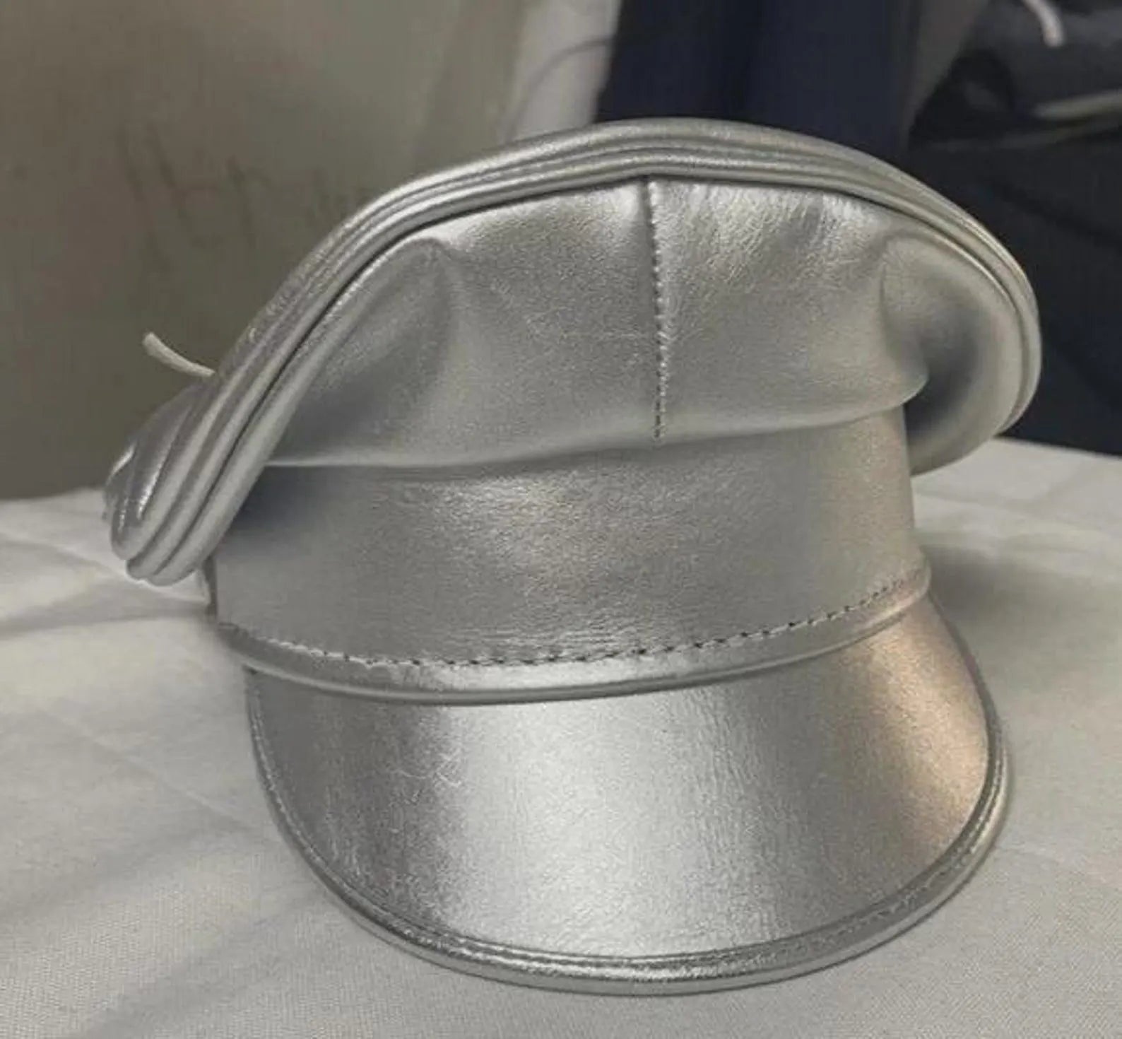 Sheepskin Leather Silver Cap