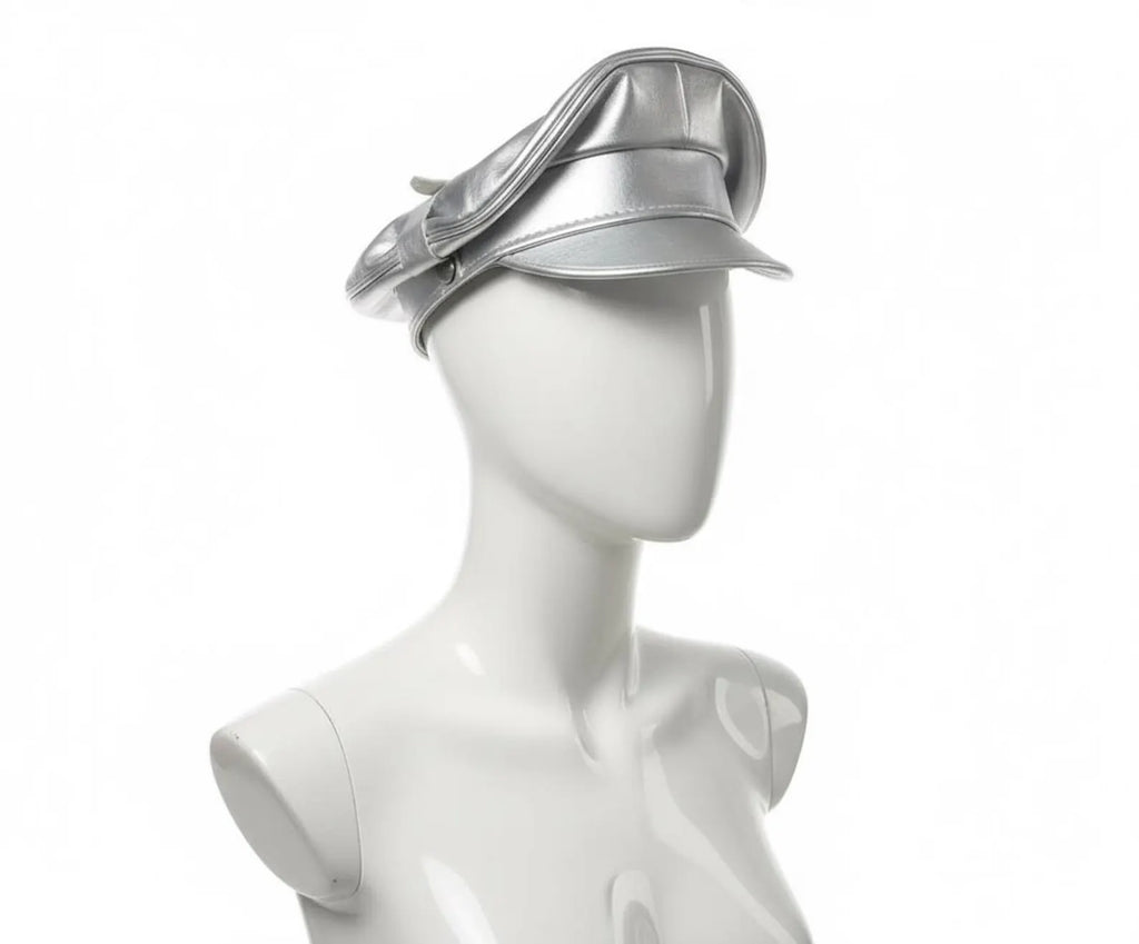 Sheepskin Leather Silver Cap