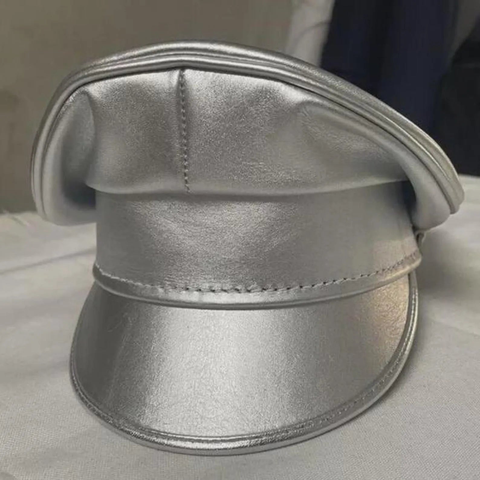 Sheepskin Leather Silver Cap
