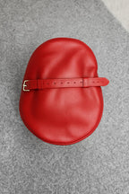 Genuine Sheepskin Red Leather Biker Cap