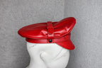 Genuine Sheepskin Red Leather Biker Cap