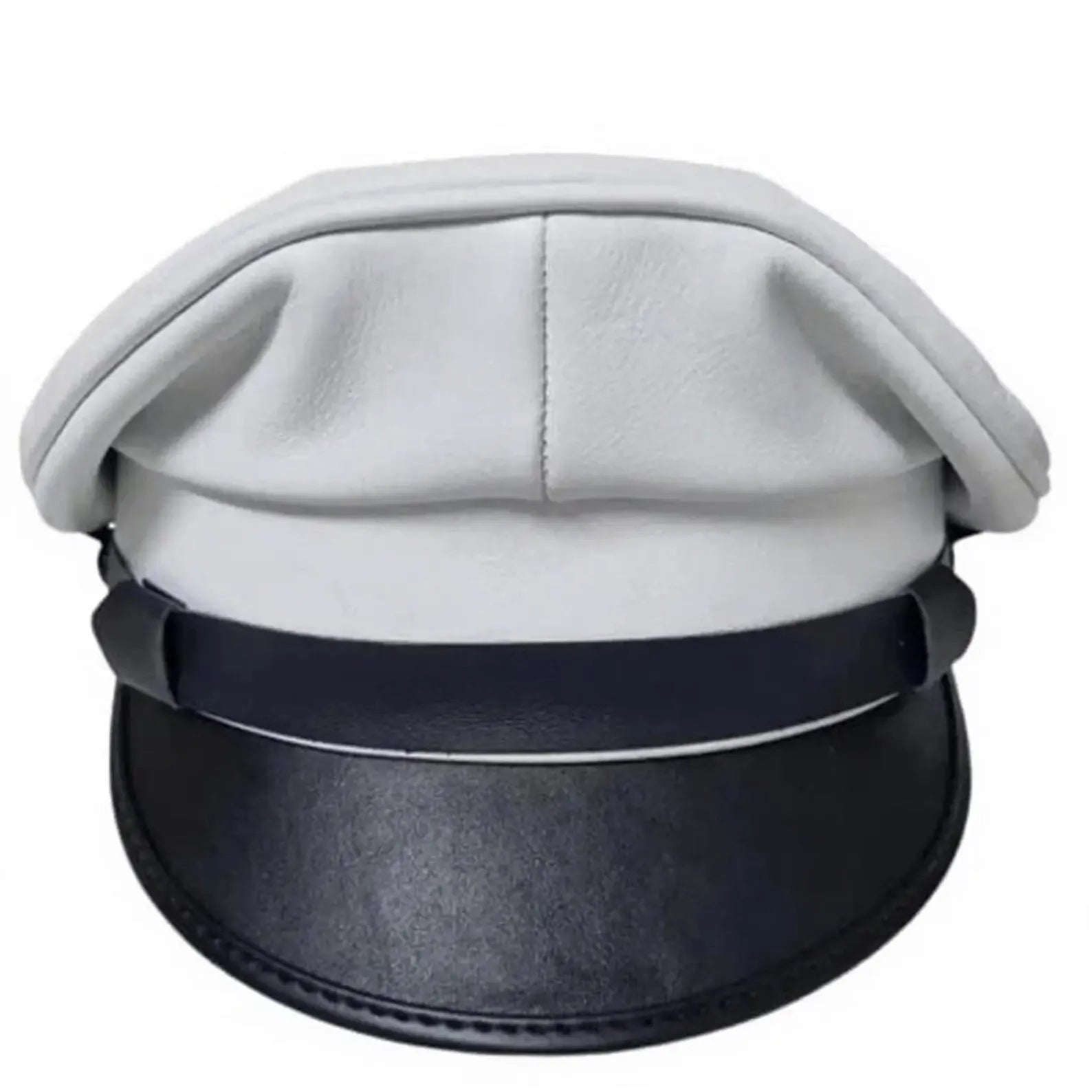 Genuine White Sheepskin Biker Cap