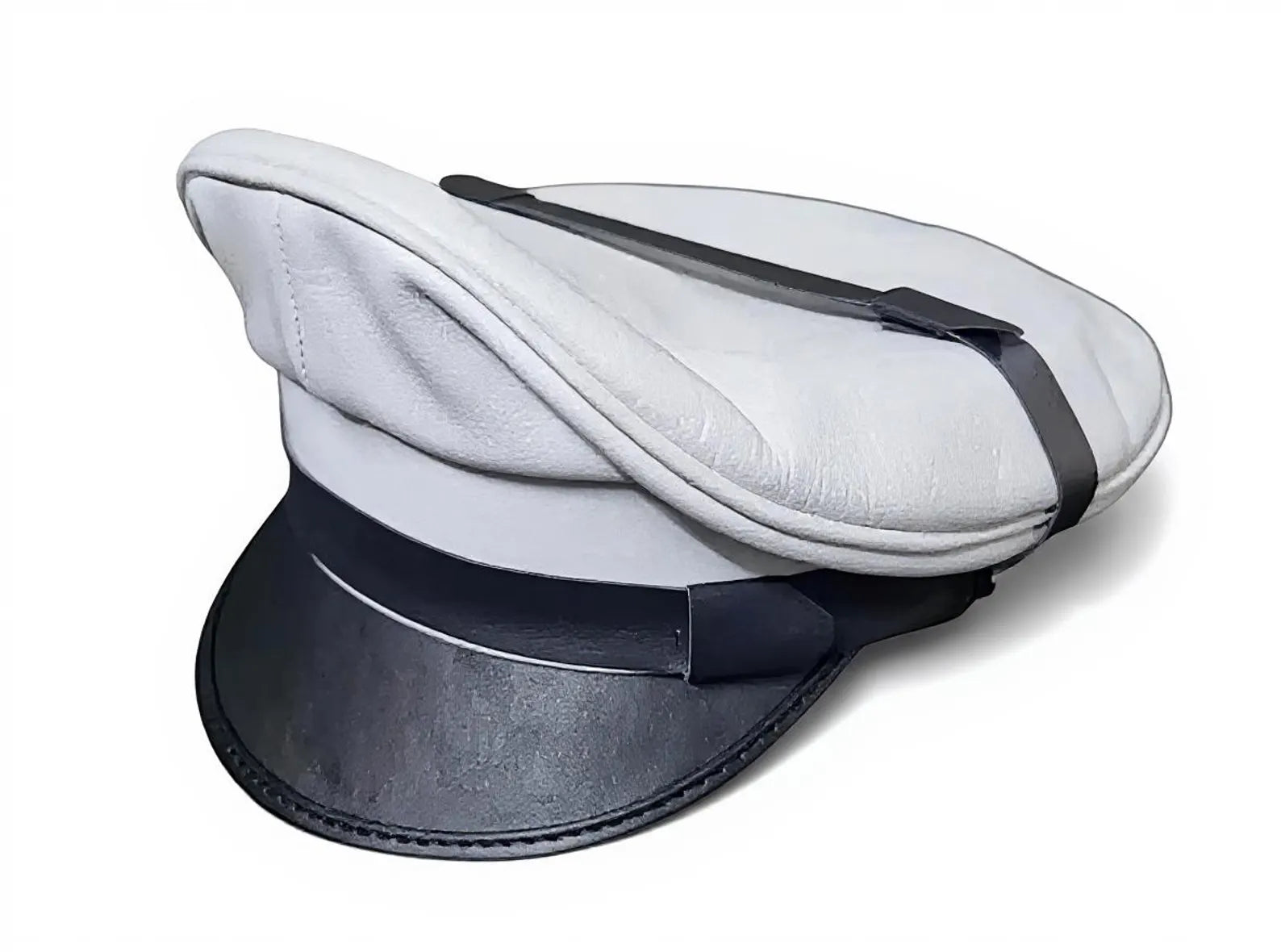 Genuine White Sheepskin Biker Cap
