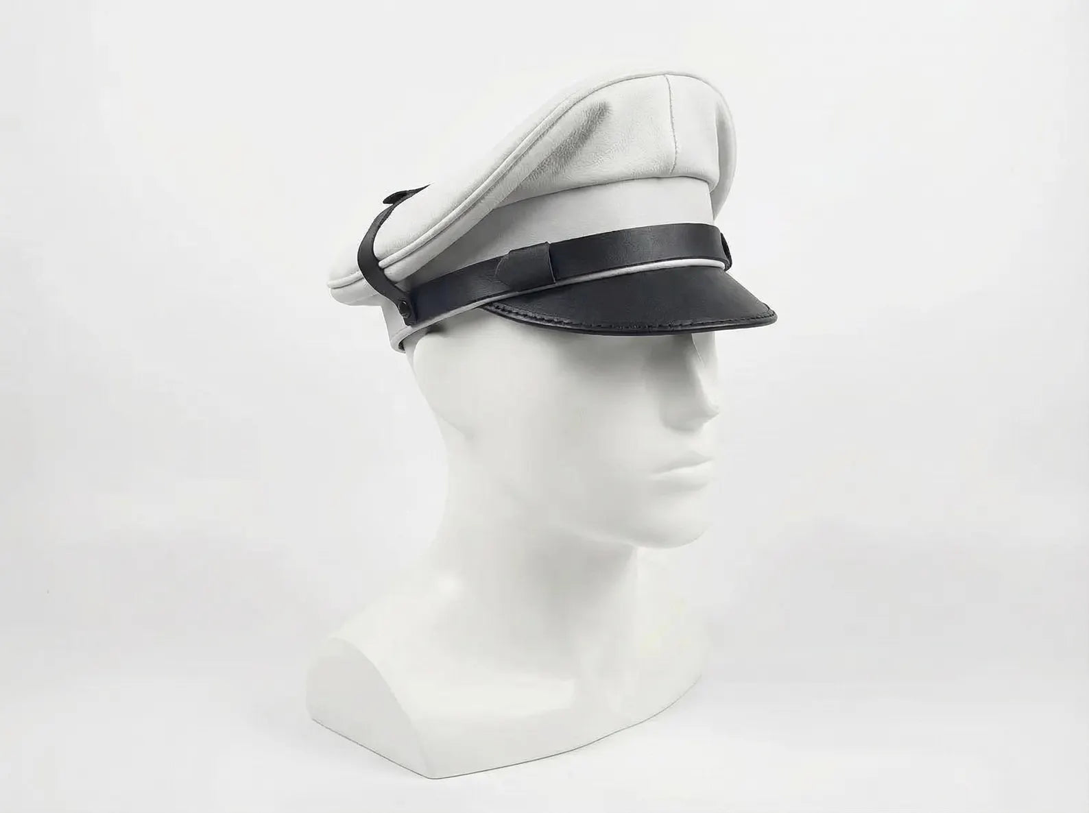Genuine White Sheepskin Biker Cap