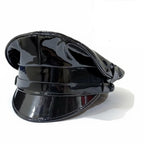 Glossy Vegan Leather Biker Cap
