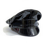 Glossy Vegan Leather Biker Cap