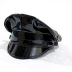 Glossy Vegan Leather Biker Cap