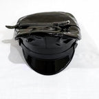 Glossy Vegan Leather Biker Cap