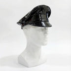 Glossy Vegan Leather Biker Cap