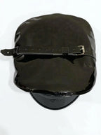 Glossy Vegan Leather Biker Cap