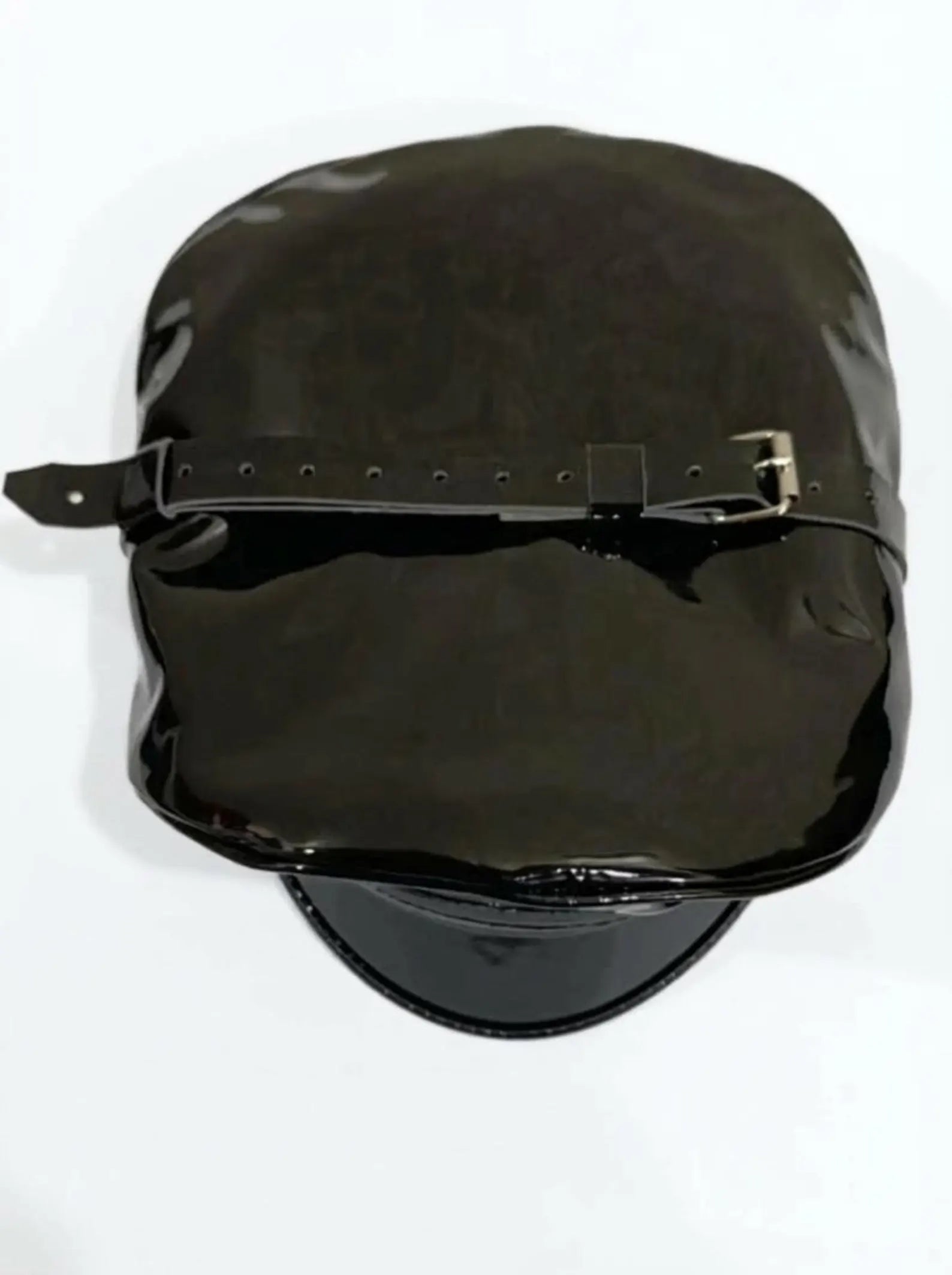 Glossy Vegan Leather Biker Cap