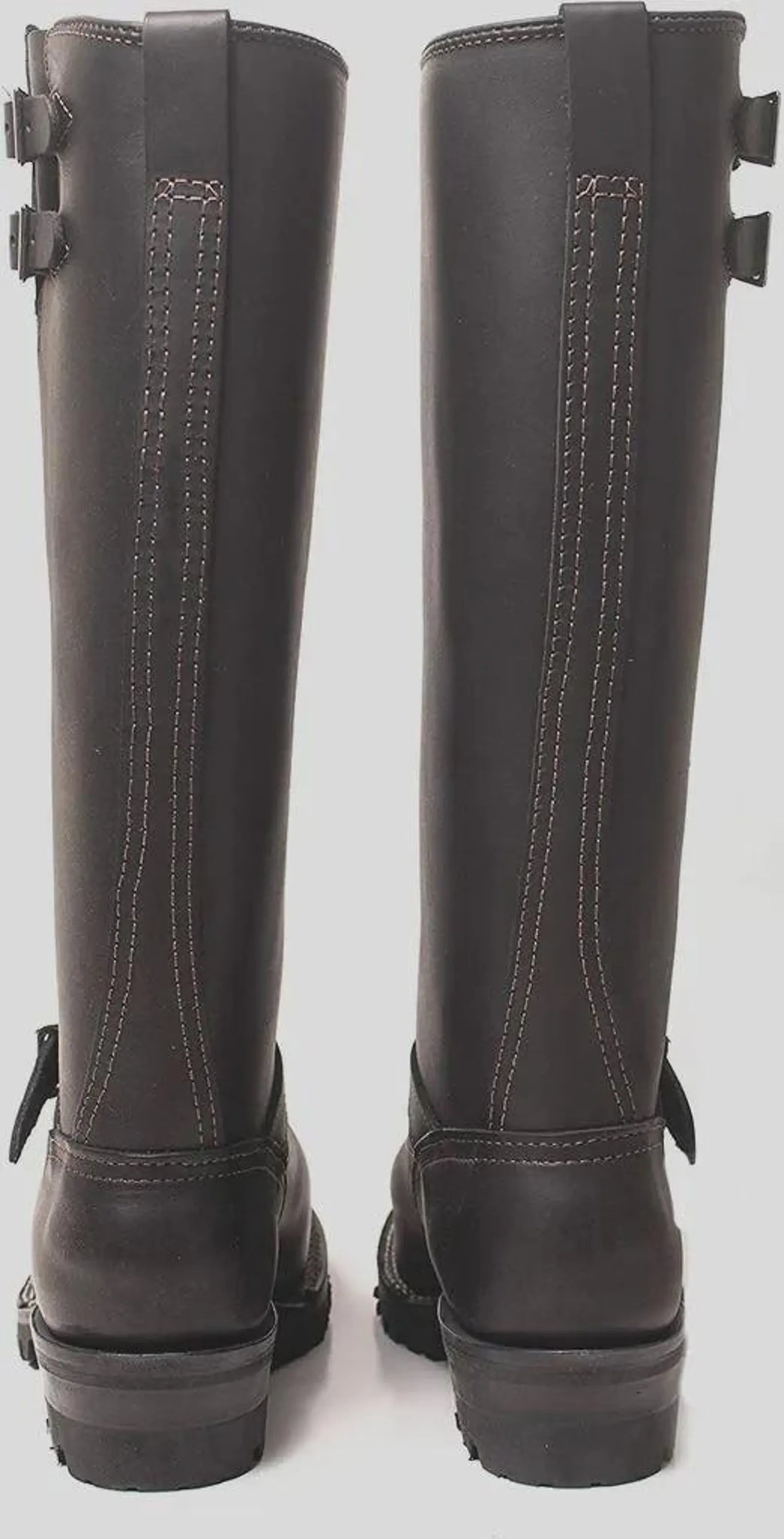 Double Strap Leather Biker Boots