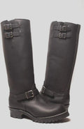 Double Strap Leather Biker Boots