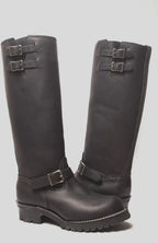 Double Strap Leather Biker Boots