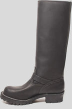 Double Strap Leather Biker Boots