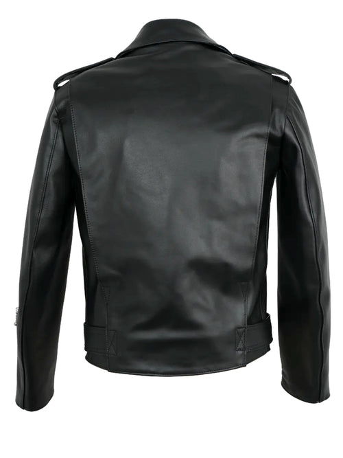 Black bronx leather jacket on a white background