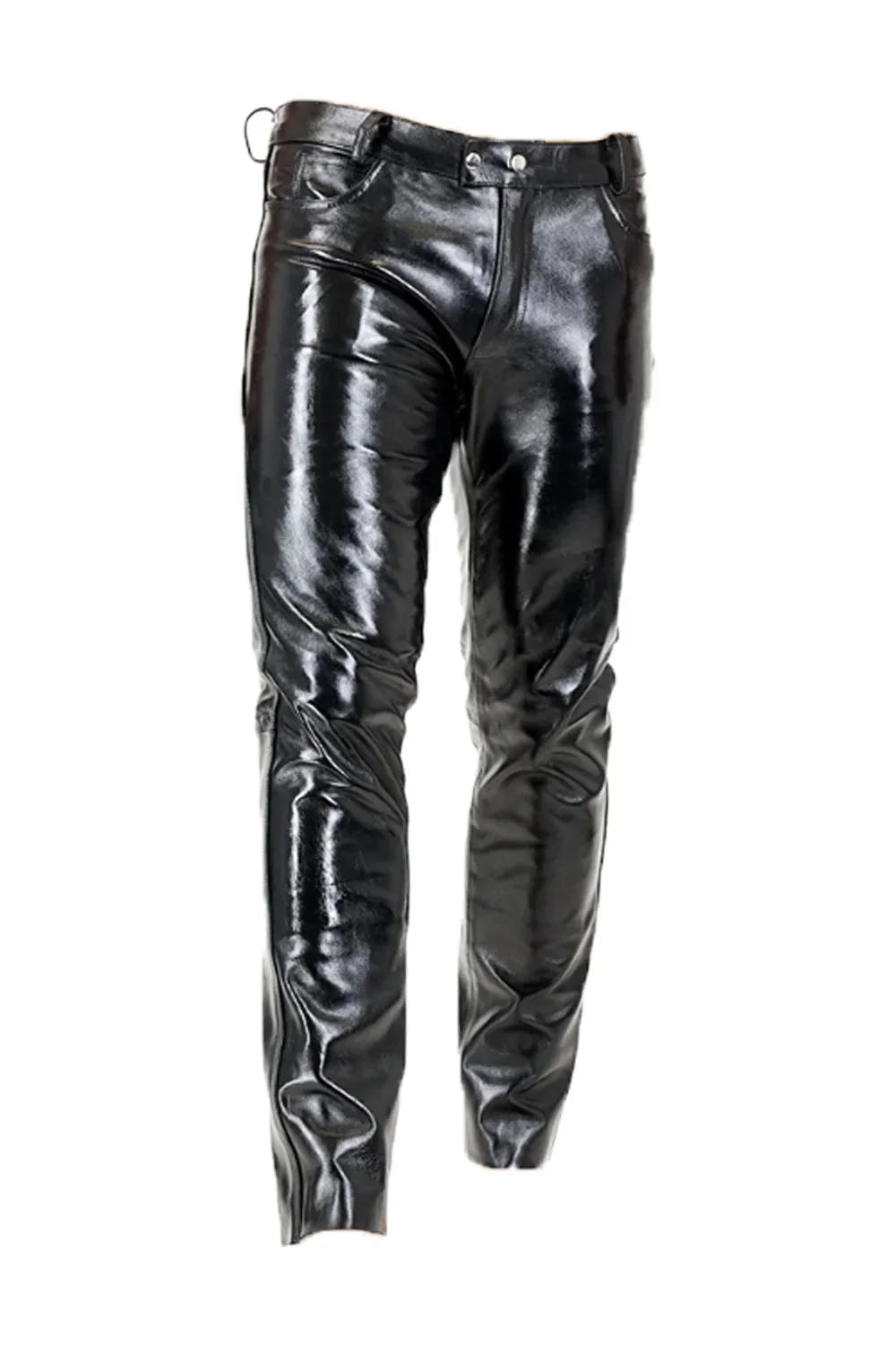 Men's Black Shine Leather Pants