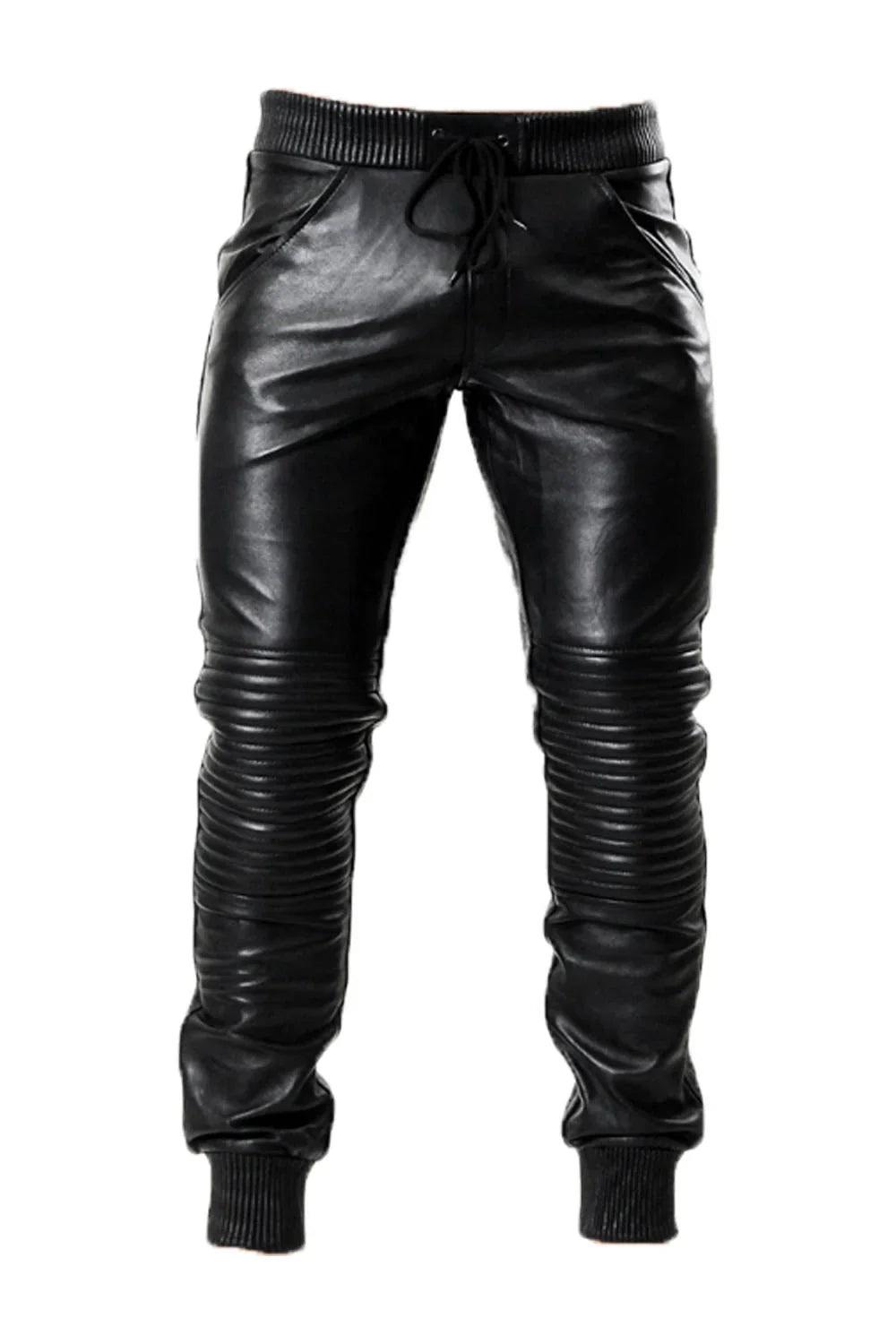 Cowhide Leather Jogger Pants for Men