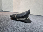 Leather Muir Cap – Biker Officer Hat with Chain