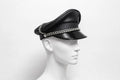 Leather Muir Cap – Biker Officer Hat with Chain