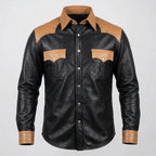 Leather Shirt for Men with Full Button Closure  Genuine Leather Shirt