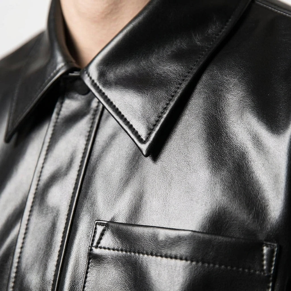 Leather Shirts for Men Half Sleeves  Genuine Leather Stylish Shirts