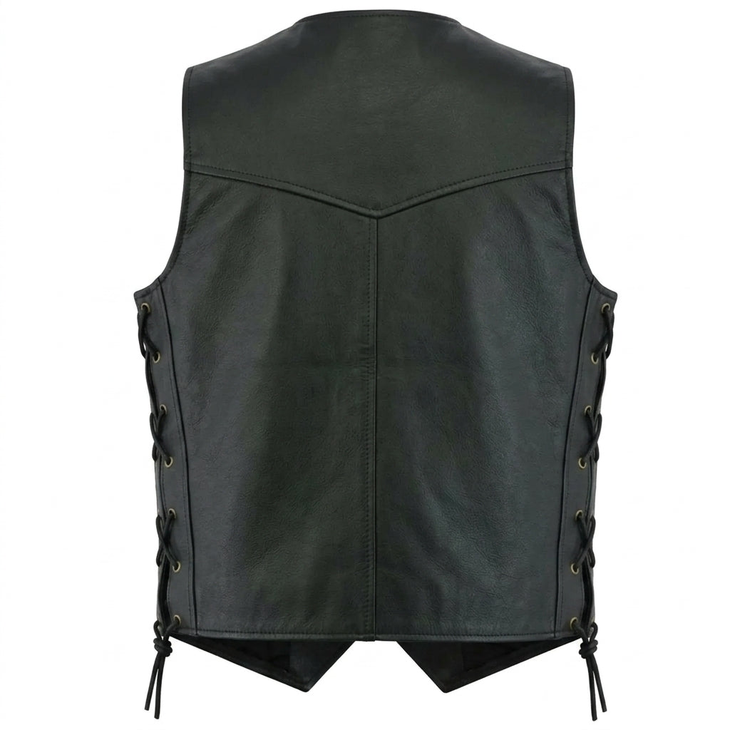 Leather Vest for Men with Side Lace Design | Stylish Adjustable Leather Vest