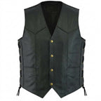 Leather Vest with Front Zipper Closure for Men | Modern Slim Fit Vest