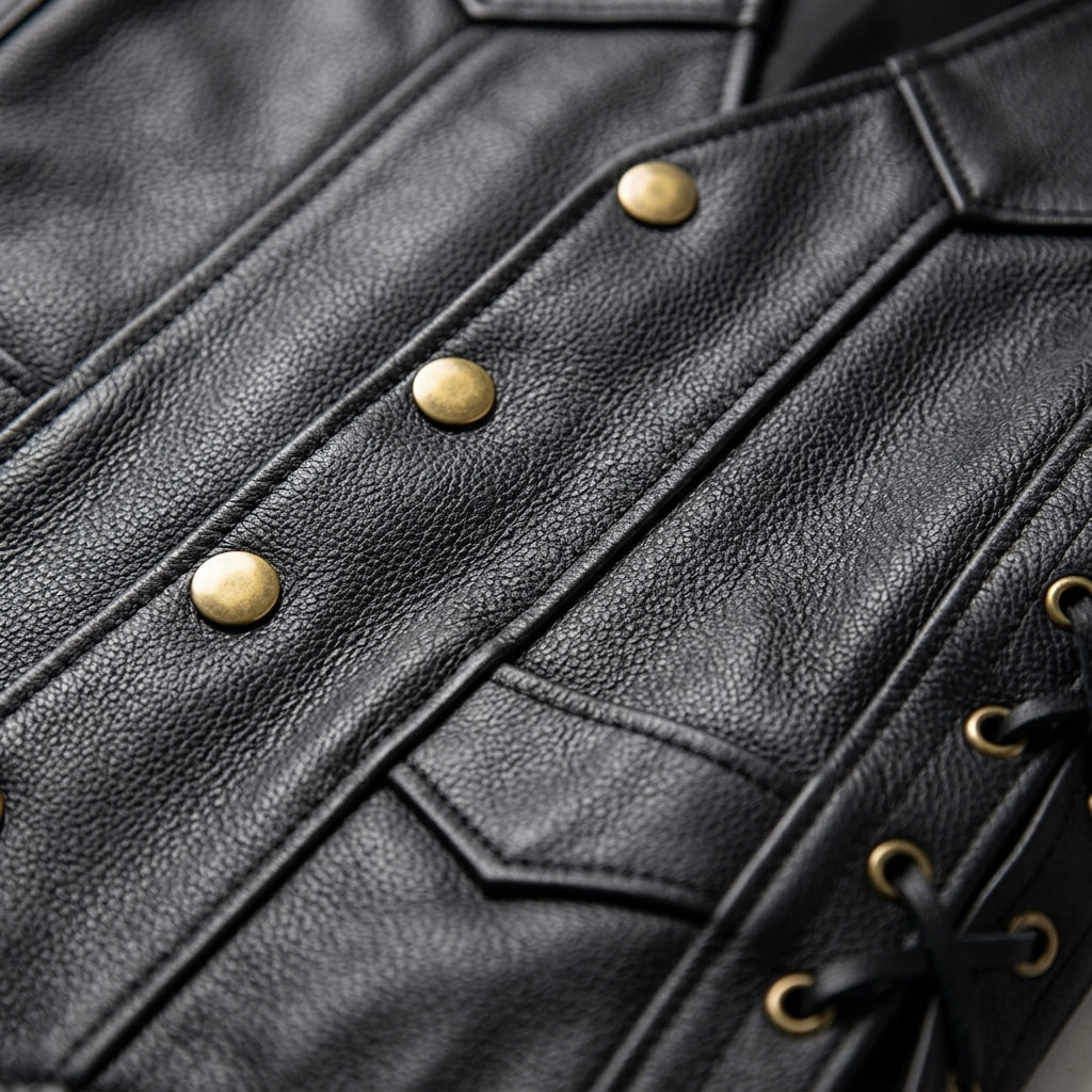 Leather Vest for Men with Side Lace Design | Stylish Adjustable Leather Vest