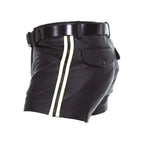 LeathericMen 502 Men’s Leather Shorts with Stripes – Premium Biker Style Casual Shorts
