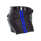 LeathericMen 502 Men’s Leather Shorts with Stripes – Premium Biker Style Casual Shorts