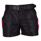 LeathericMen 502 Men’s Leather Shorts with Stripes – Premium Biker Style Casual Shorts
