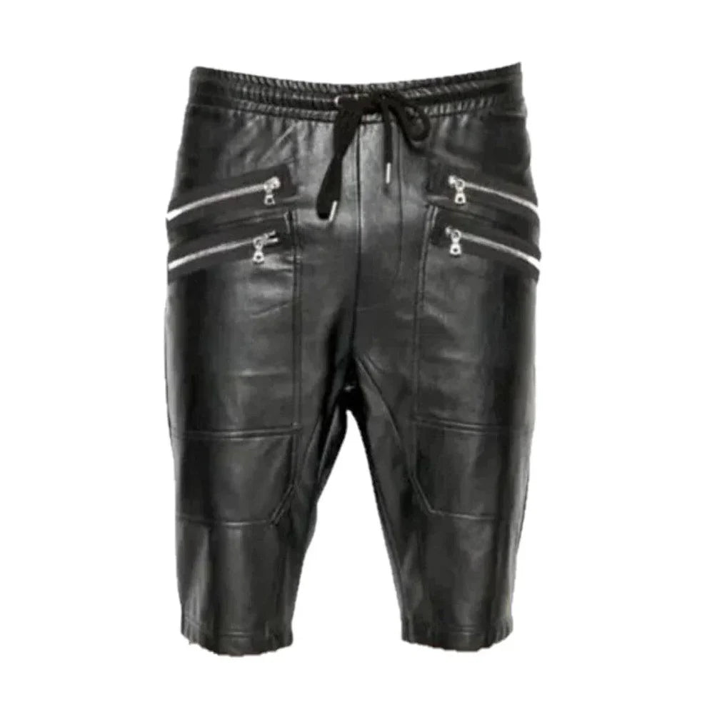 LeathericMen Biker Style Leather Men's Shorts – Genuine Sheep Leather Slim Fit Shorts
