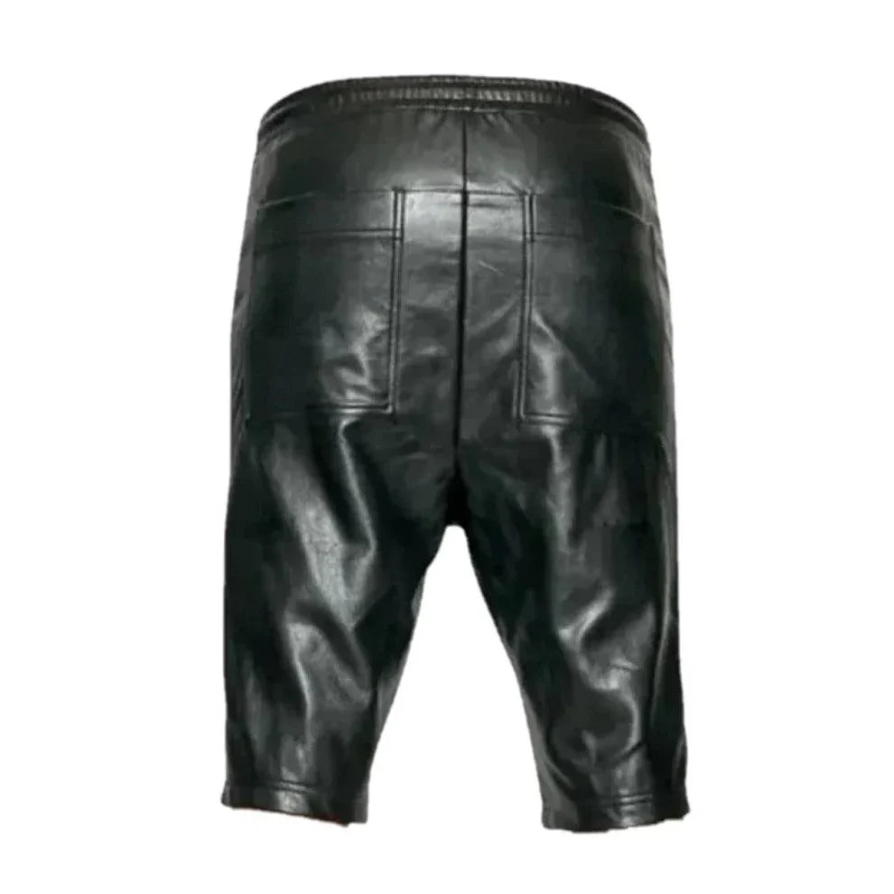 LeathericMen Biker Style Leather Men's Shorts – Genuine Sheep Leather Slim Fit Shorts