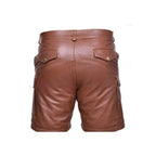 LeathericMen Brown Genuine Leather Shorts for Men – Premium Sheep Leather Slim Fit Shorts