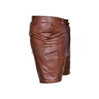 LeathericMen Brown Genuine Leather Shorts for Men – Premium Sheep Leather Slim Fit Shorts