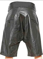 LeathericMen Leather Shorts for Men with Classy Hook & Loop Closure – Premium Lambskin Adjustable Waist