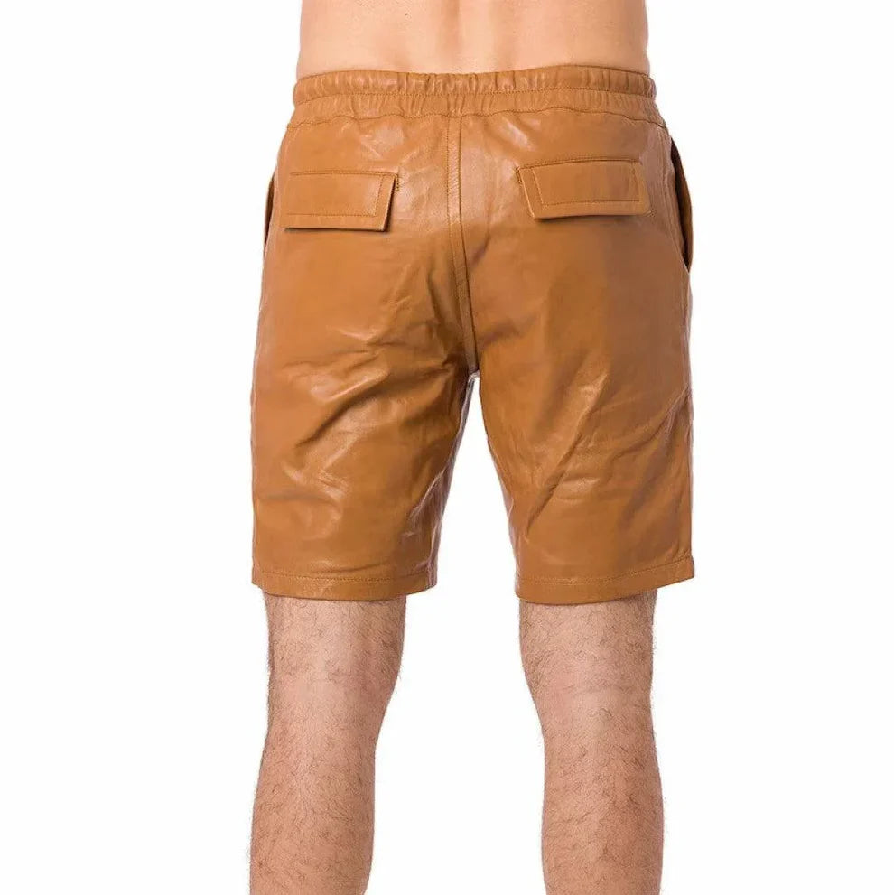 LeathericMen Classy Leather Shorts for Men with Hook & Loop Closure – Premium Lambskin