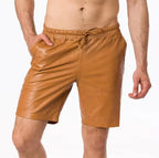 LeathericMen Classy Leather Shorts for Men with Hook & Loop Closure – Premium Lambskin