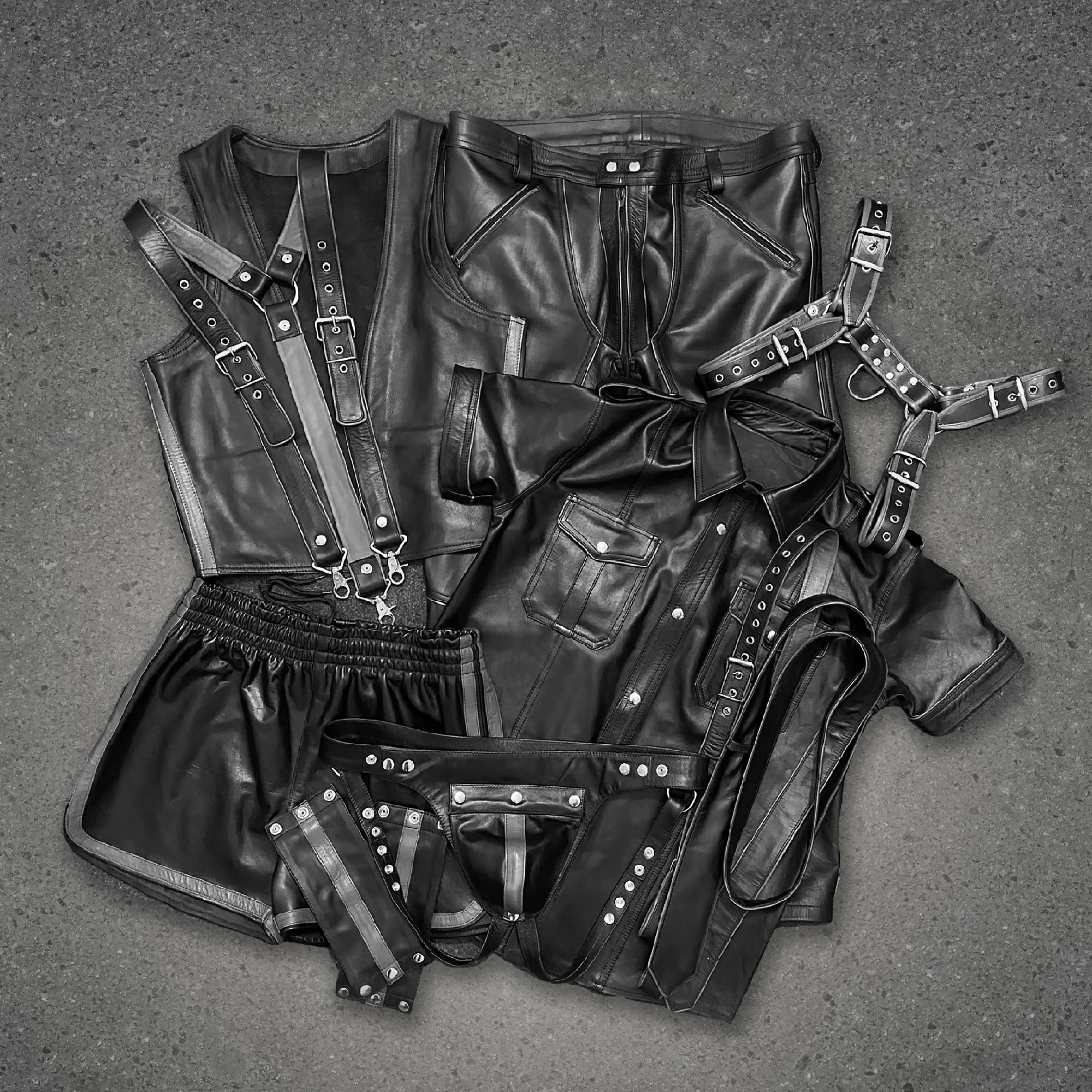 Leatheric Men Fetish Leather Uniform Set